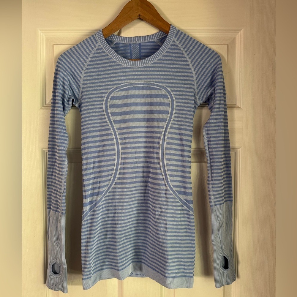 lululemon athletica Blue Striped Long Sleeve Top